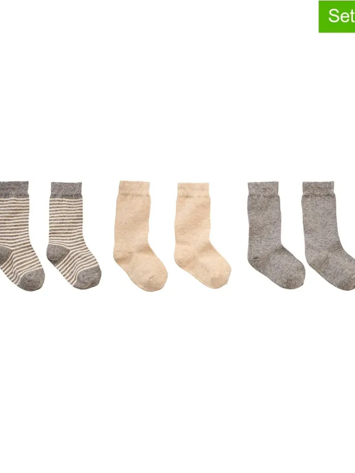 3er-Set: Kniestrumpfe in Beige/ Grau