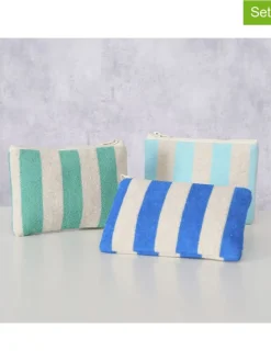 3er-Set: Kosmetiktaschen "Stripe' In Blau/ Mint - (B)16,5 x (H)11,5 x (T)1 cm