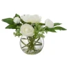2er-Set: Kunstblumen "Pfingstrose" in Weiß/ Grün - (H)28 x Ø 26,5 cm