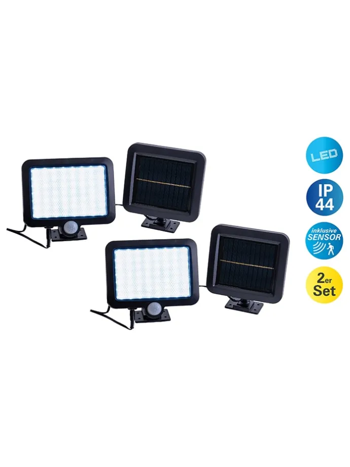 2er-Set: LED-Solar-Außenwandleuchten "Pepe" in Schwarz - (L)15 x (B)13 cm