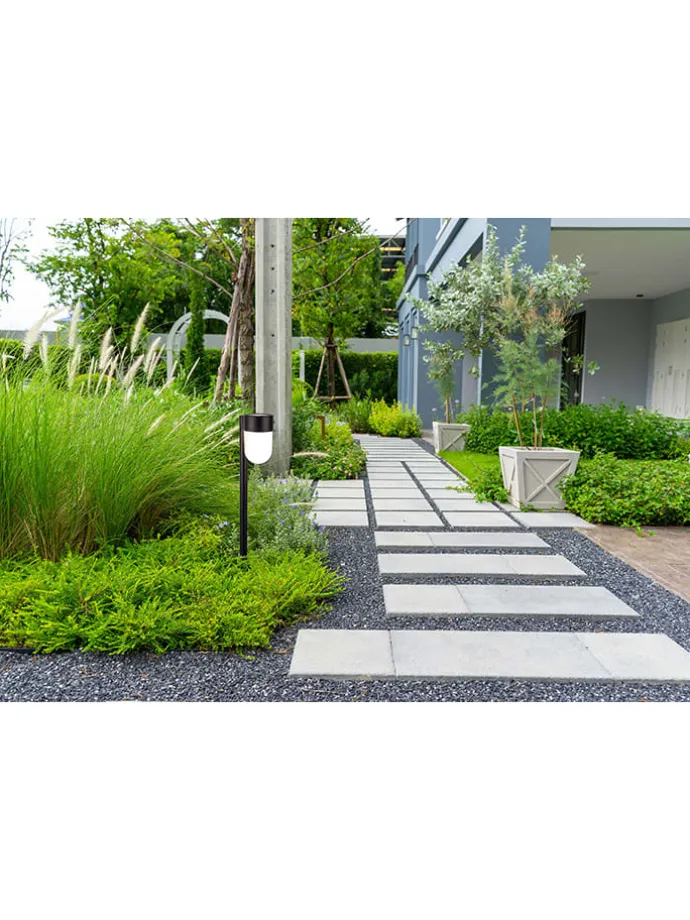 2er-Set: LED-Solarerdspieß "Sina" in Schwarz - (H)47,2 x Ø 8 cm