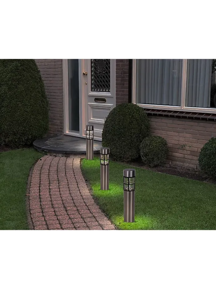 3er-Set: LED-Solar-Gartenspieße "Bobby" in Silber/ Schwarz - (H)42 cm