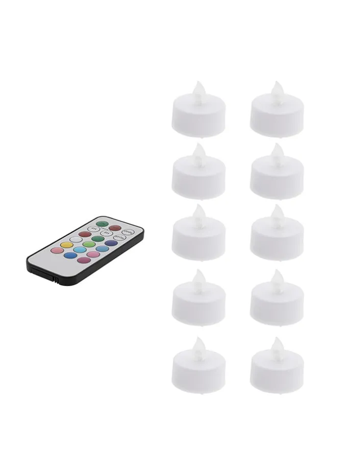 10er-Set: LED-Teelichter in Weiß - (H)4,1 cm - Ø 3,8 cm