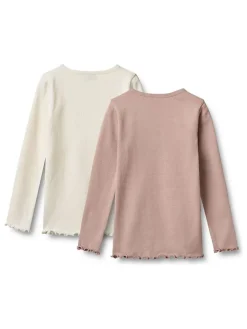 2er-Set: Longsleeves "Ida" in Creme/ Rosa
