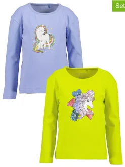 2er-Set: Longsleeves in Grün/ Hellblau