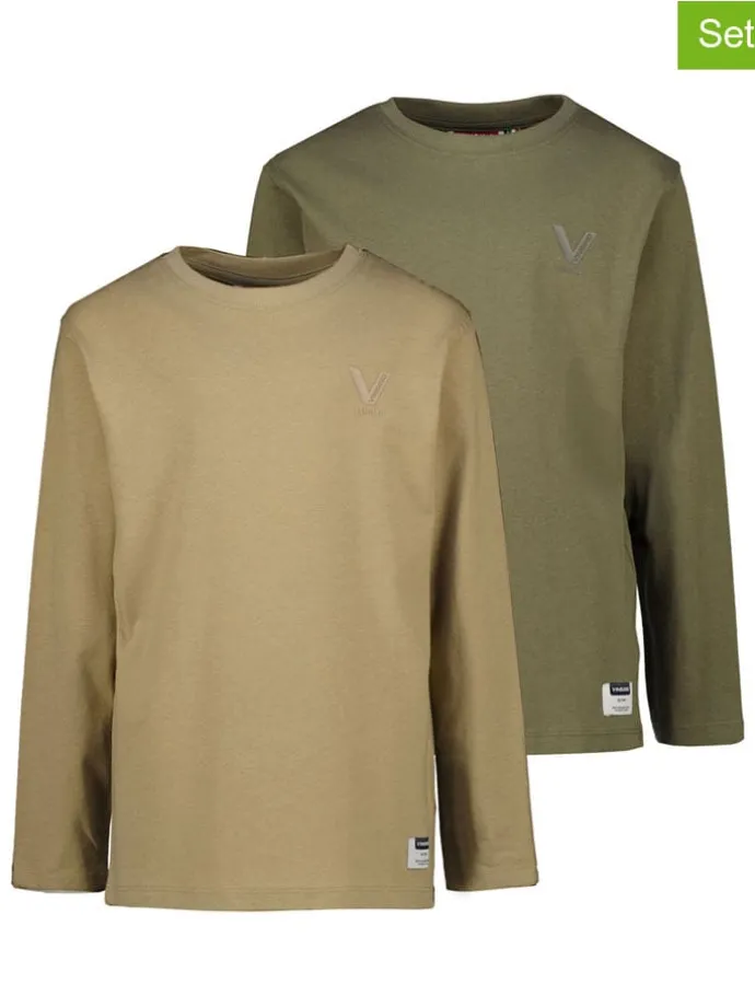 2er-Set: Longsleeves in Khaki/ Hellbraun
