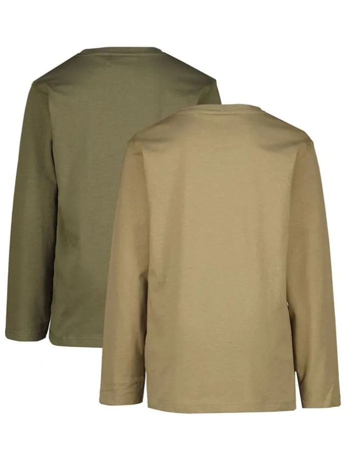 2er-Set: Longsleeves in Khaki/ Hellbraun