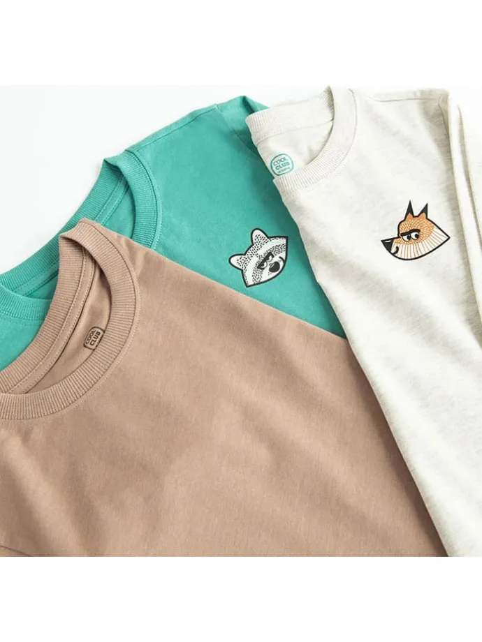 3er-Set: Longsleeves in Türkis/ Creme/ Hellbraun