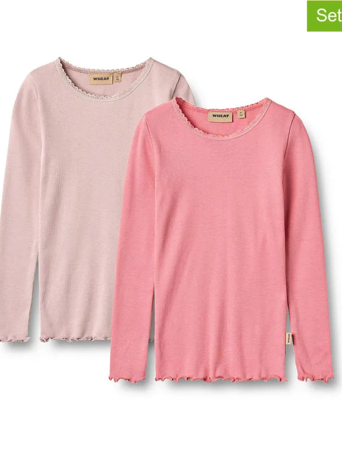 2er-Set: Longsleeves "Reese" in Rosa/ Pink