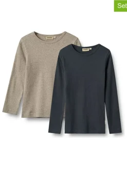2er-Set: Longsleeves "Stig" in Hellbraun/ Dunkelblau