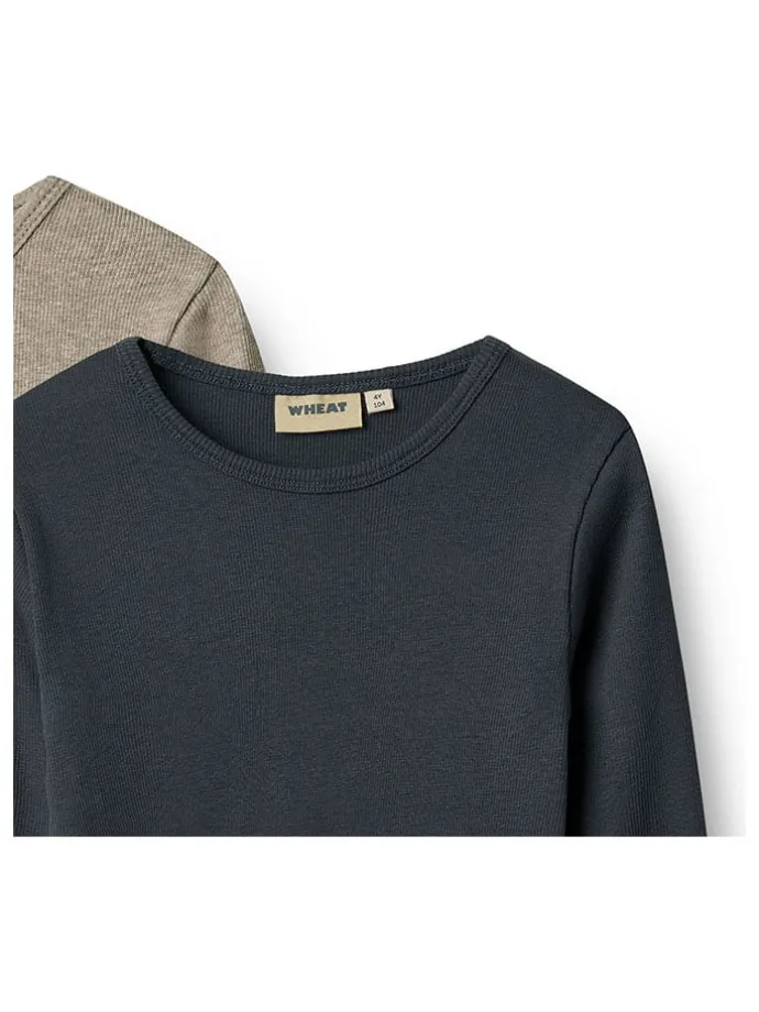 2er-Set: Longsleeves "Stig" in Hellbraun/ Dunkelblau