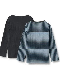 2er-Set: Longsleeves "Stig" in Dunkelblau/ Blau