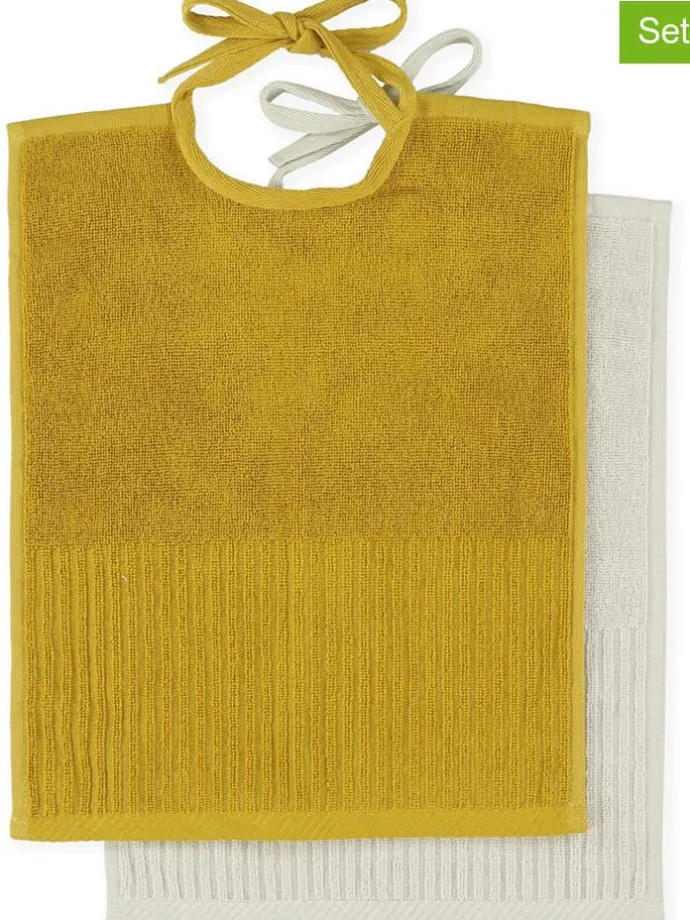 2er-Set: Lätzchen in Gelb/ Grau - (L)30 x (B)38 cm