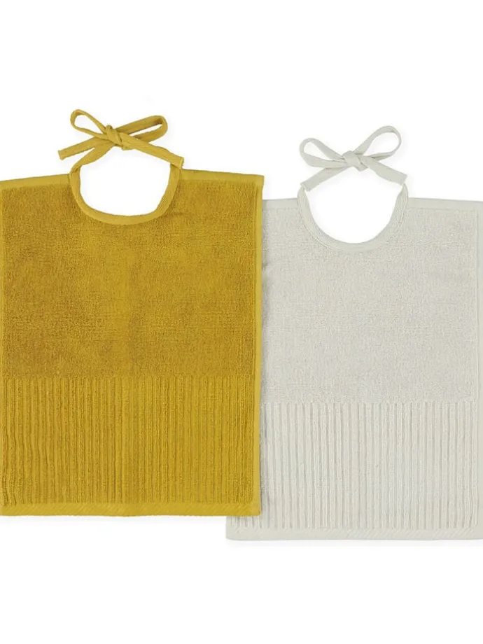 2er-Set: Lätzchen in Gelb/ Grau - (L)30 x (B)38 cm