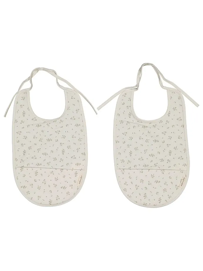2er-Set: Lätzchen "Secret garden olive" in Creme