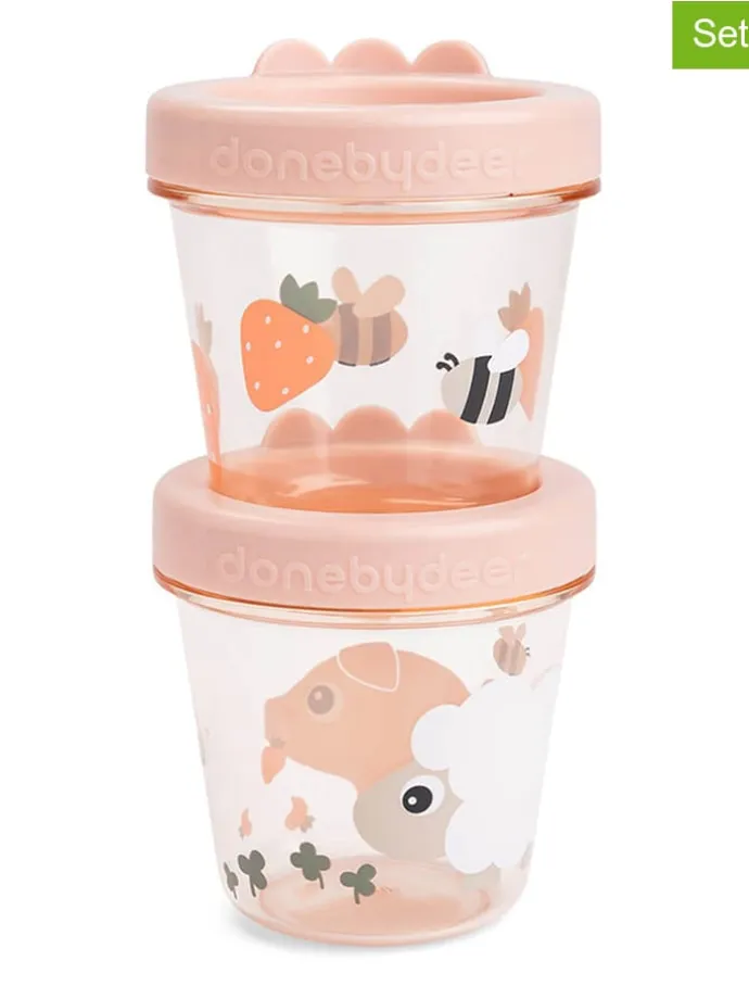 2er-Set: Lunchdosen "Tiny farm" in Rosa - 150 ml