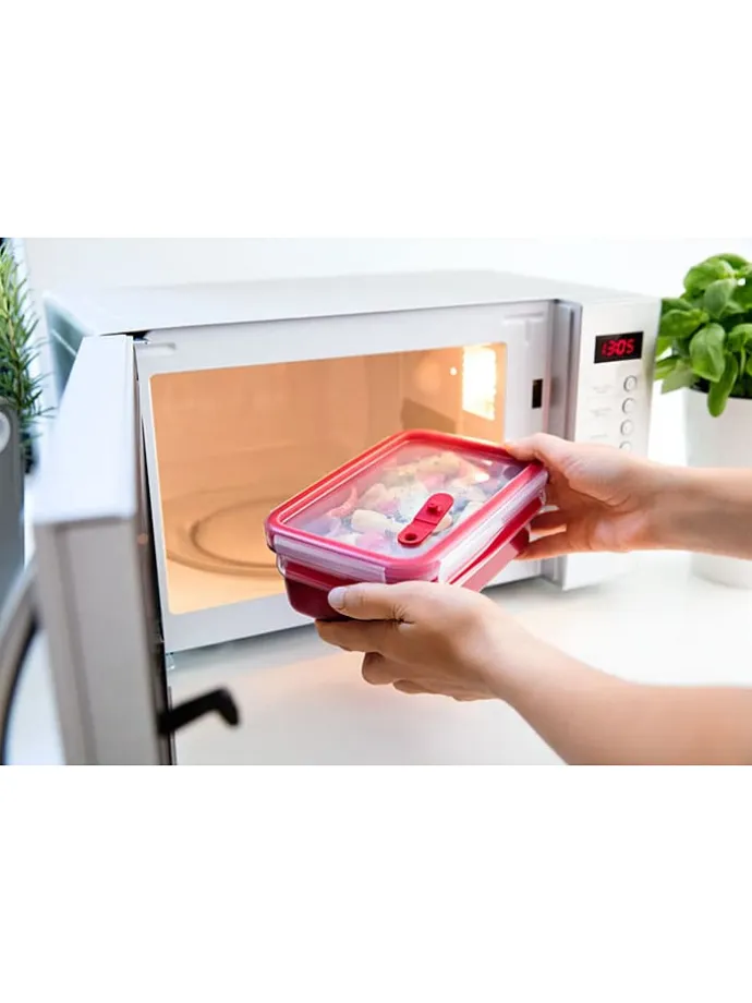 2er-Set: Mikrowellendosen "Clip & Micro" in Rot - 1,2 l