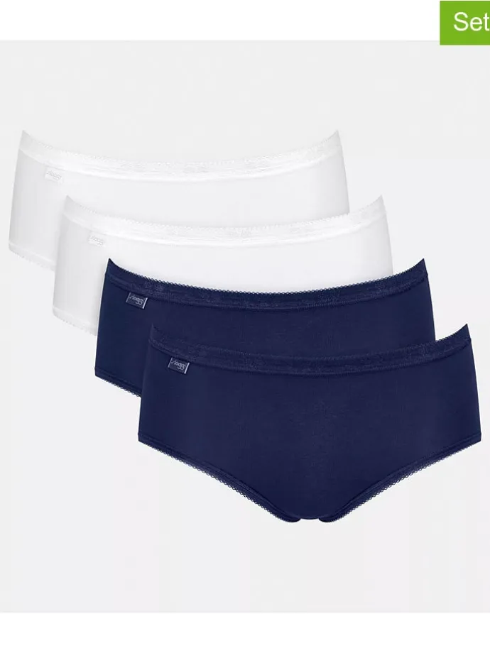 4er-Set: Pantys in Weiß/ Dunkelblau
