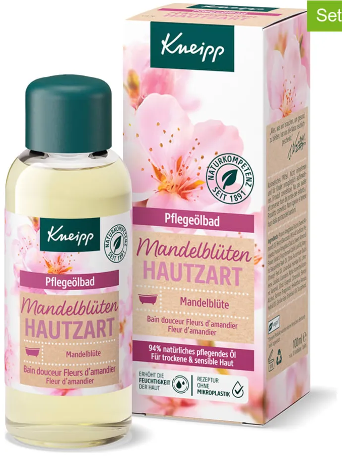 2er-Set: Pflegeölbäder "Mandelblüten Hautzart", je 100 ml