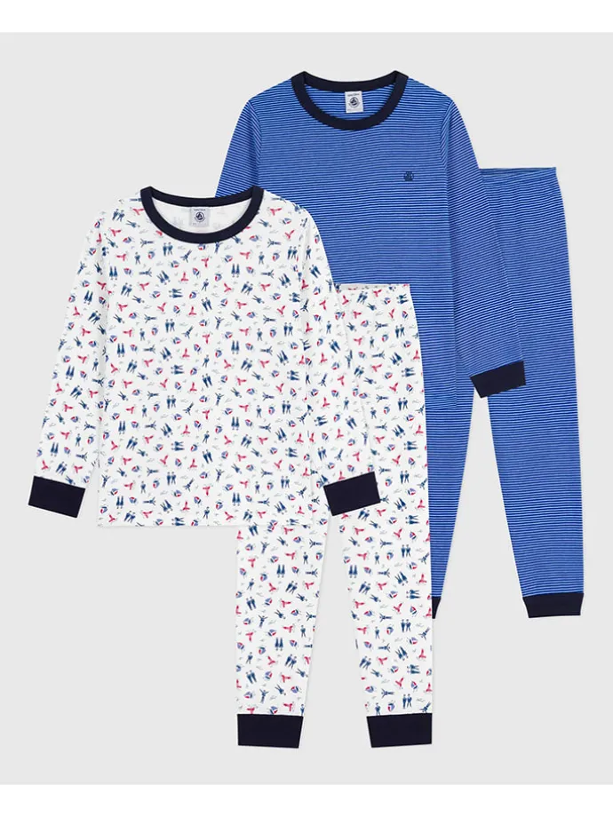 2er-Set: Pyjamas in Weiß/ Blau