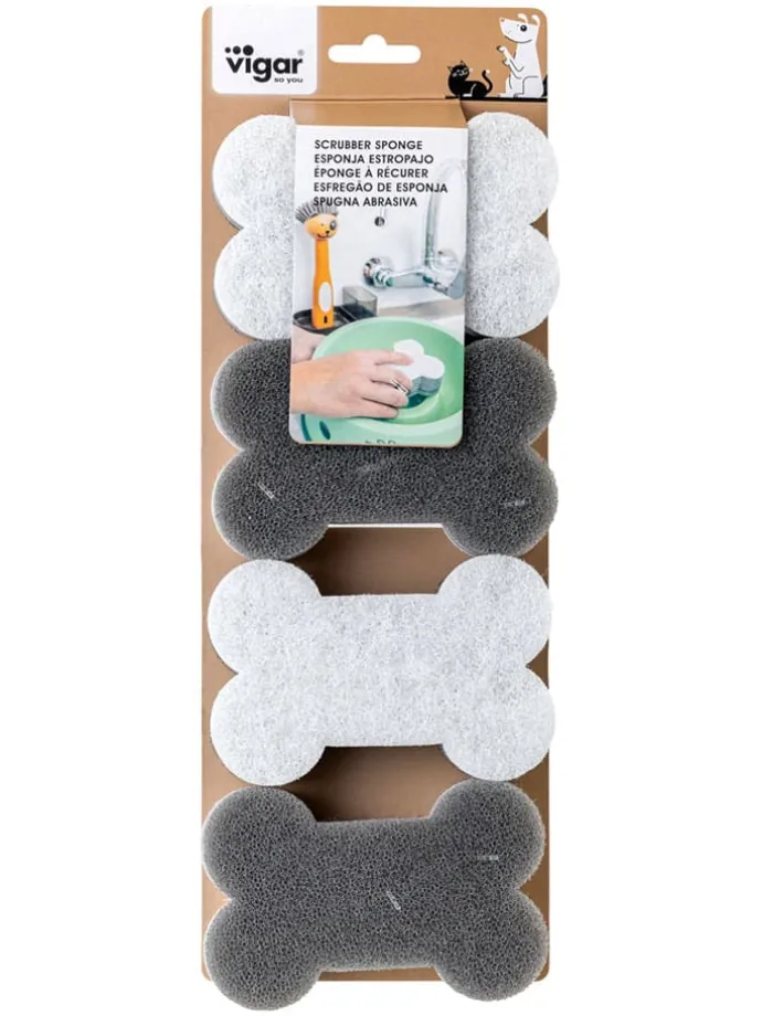 4er-Set: Reinigungsschwämme in Grau/ Weiß - (B)11 x (H)3,5 x (T)7,5 cm