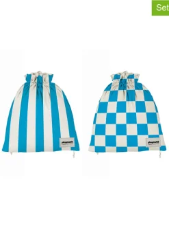2er-Set: Reisebeutel in Weiß/ Blau - (B)30 x (H)40 cm