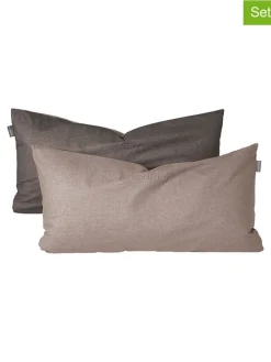 2er-Set: Renforcé-Kissenhüllen in Beige