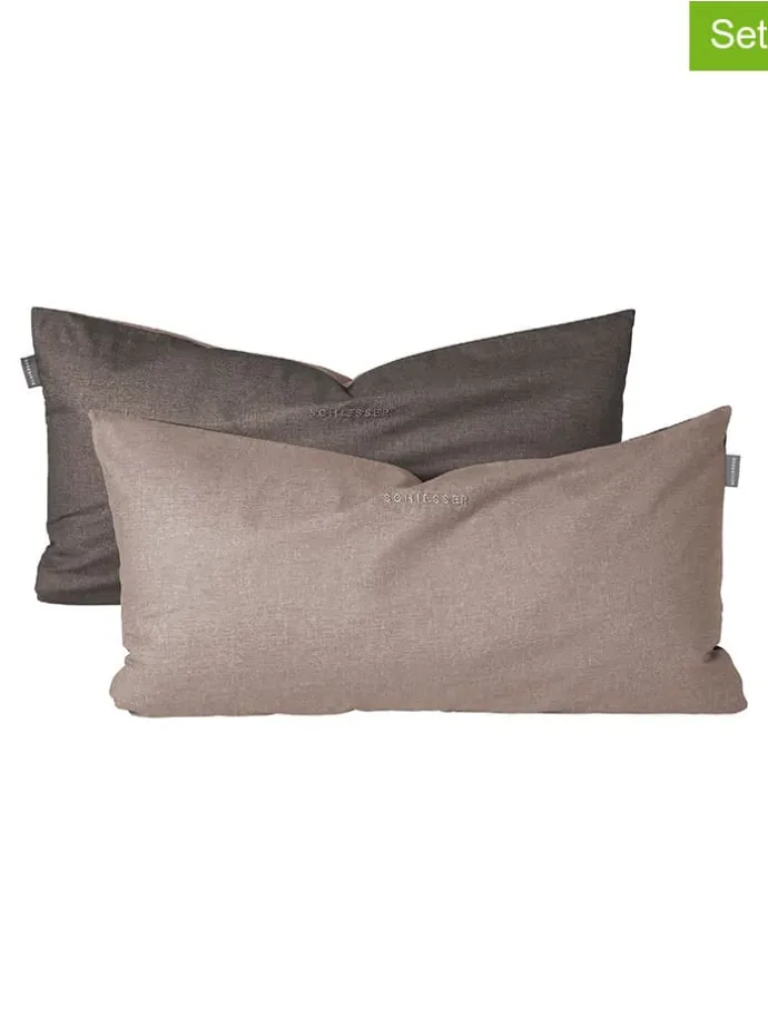 2er-Set: Renforcé-Kissenhüllen in Beige