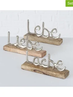 3er-Set: Schriftzüge "Jillien" in Silber/ Hellbraun - (H)12 cm