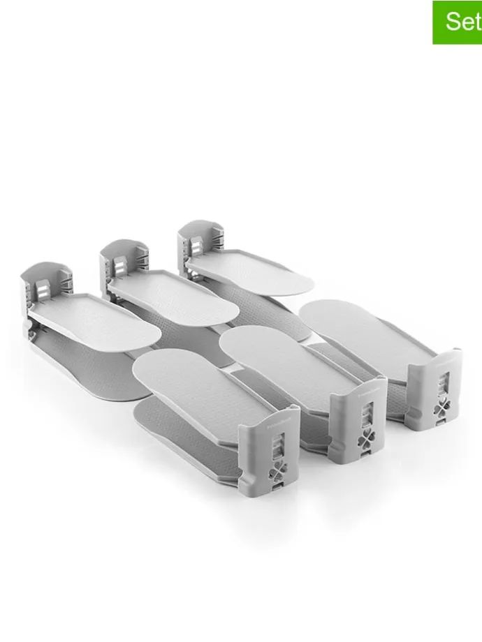 6er-Set: Schuhorganizer in Grau - (B)26 x (H)10 x (T)10 cm