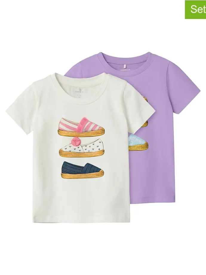 2er-Set: Shirts in Creme/ Lila