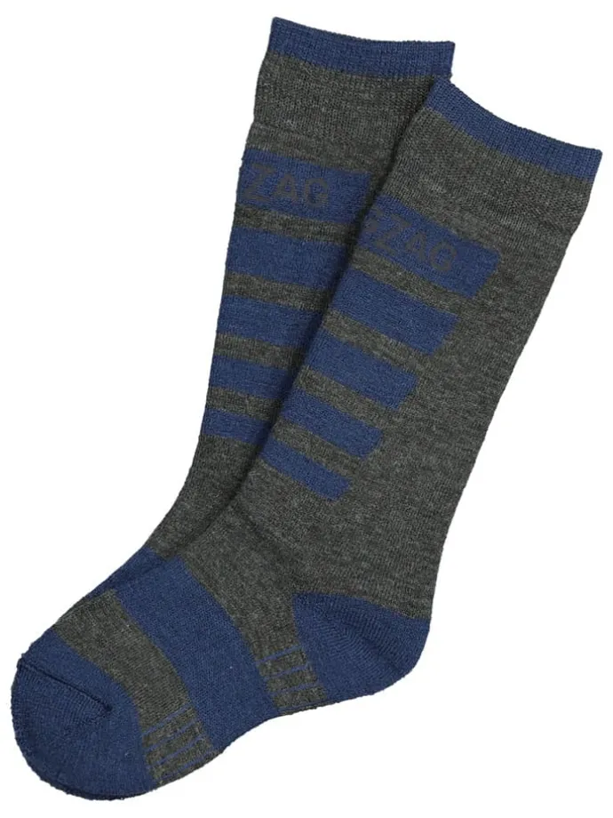 2er-Set: Ski-/ Snowboardsocken "Znow" in Anthrazit/ Blau