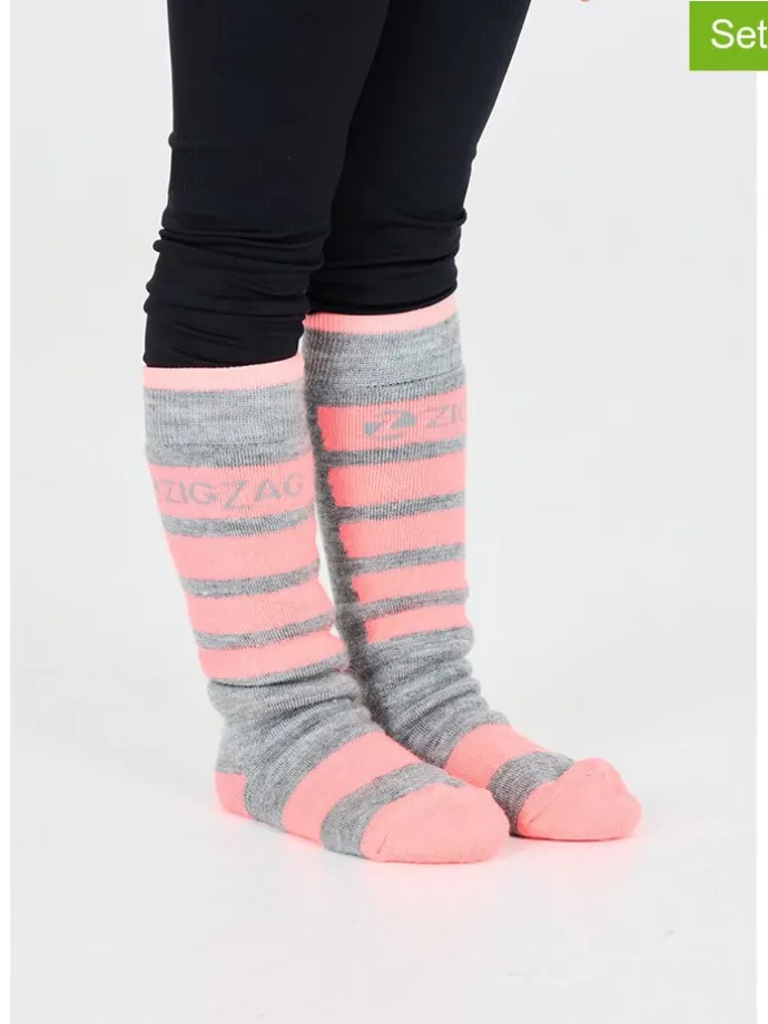 2er-Set: Ski-/ Snowboardsocken "Znow" in Grau/ Rosa