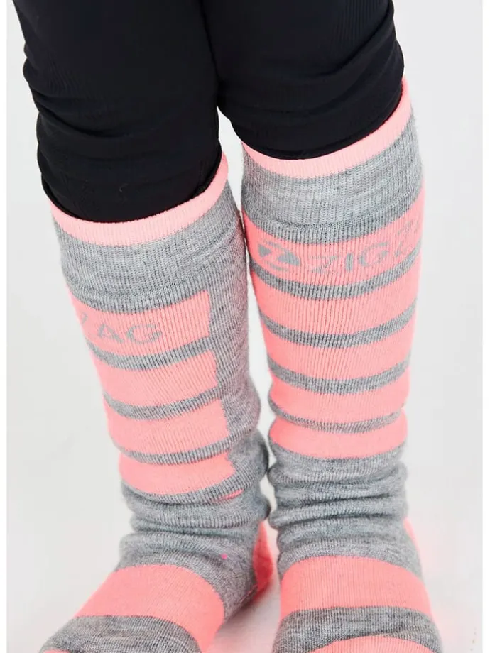 2er-Set: Ski-/ Snowboardsocken "Znow" in Grau/ Rosa