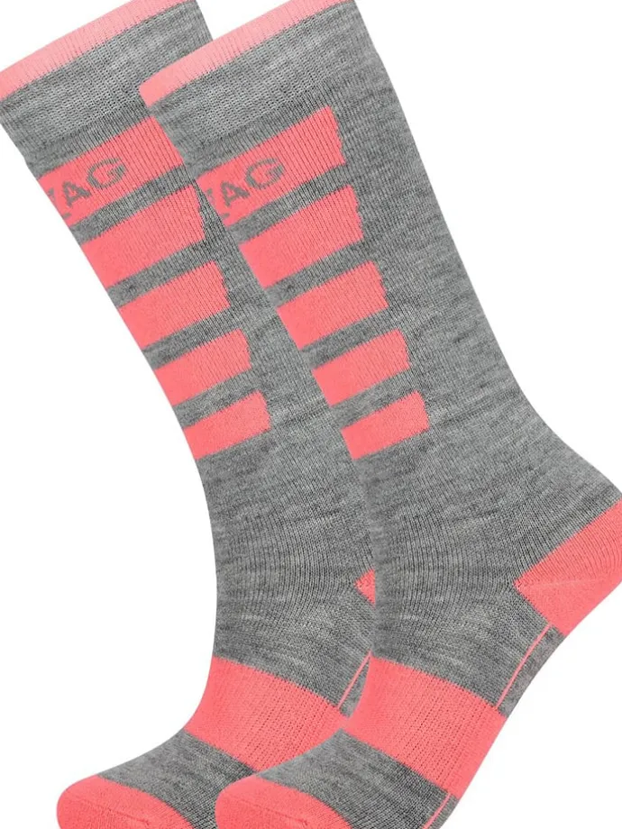 2er-Set: Ski-/ Snowboardsocken "Znow" in Grau/ Rosa
