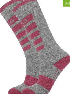 2er-Set: Ski-/ Snowboardsocken "Znow" in Grau/ Lila