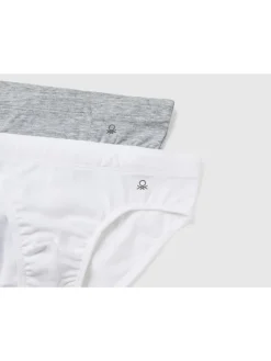 2er-Set: Slips in Grau/ Weiß