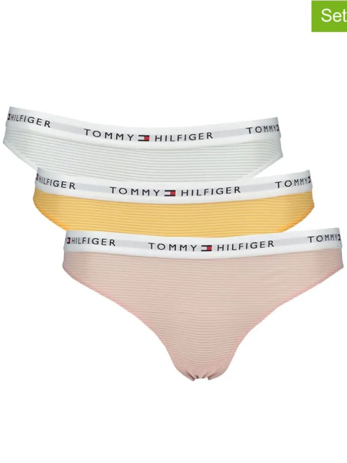 3er-Set: Slips in Rosa/ Gelb/ Weiß