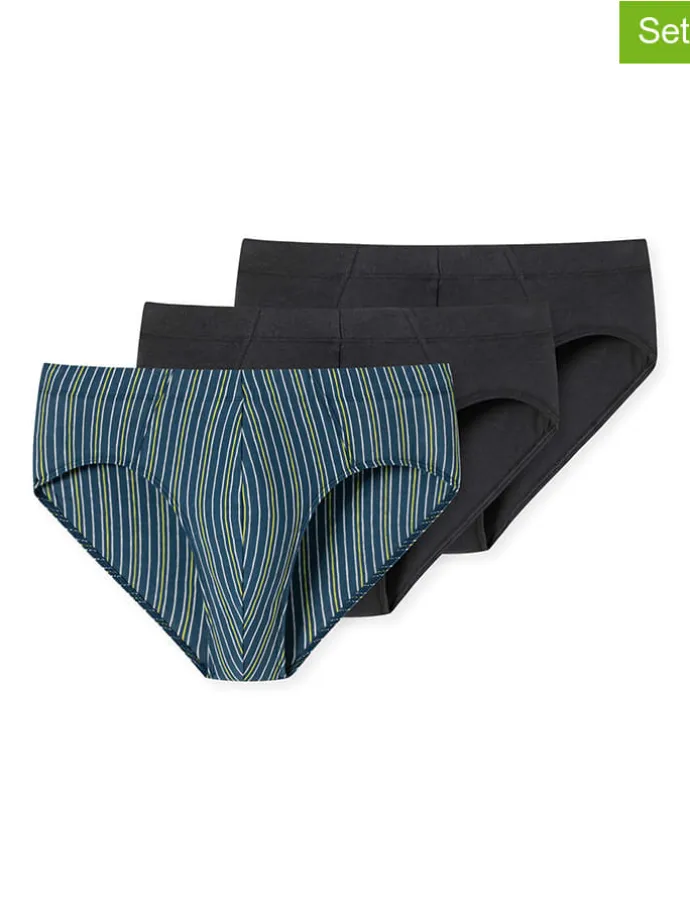 3er-Set: Slips in Schwarz/ Blau