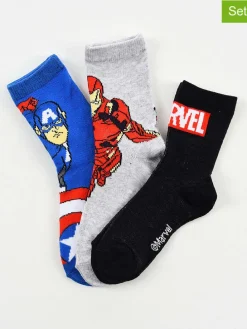 3er-Set: Socken "Avengers" in Blau/ Grau/ Schwarz