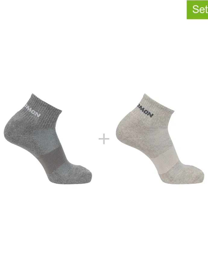2er-Set: Socken "Evasion Ankle" in Grau/ Beige