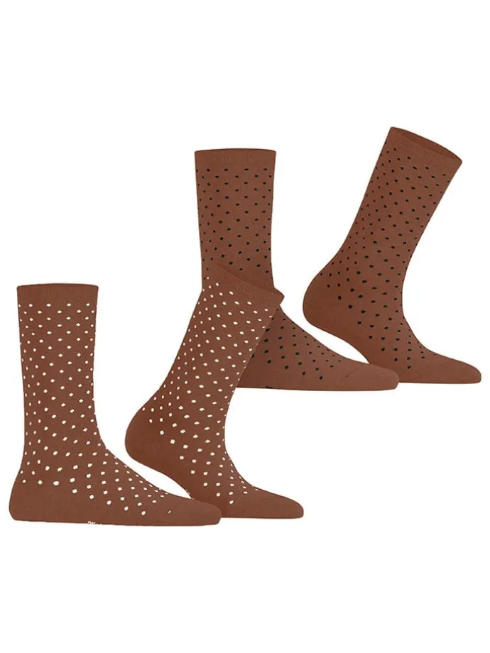 2er-Set: Socken ''Fine Dot'' in Hellbrau/ Schwarz/ Weiß