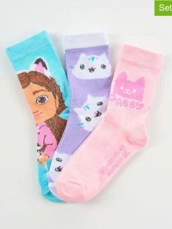 3er-Set: Socken "Gabby's Dollhouse" in Hellblau/ Lila/ Rosa