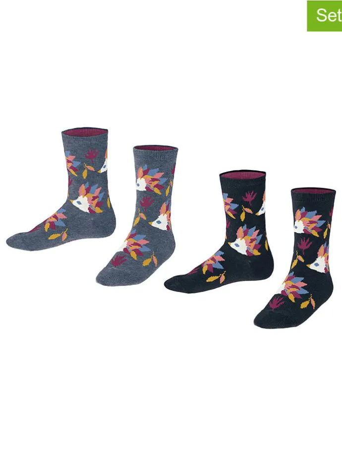 2er-Set: Socken "Hedgehog" in Schwarz/ Grau