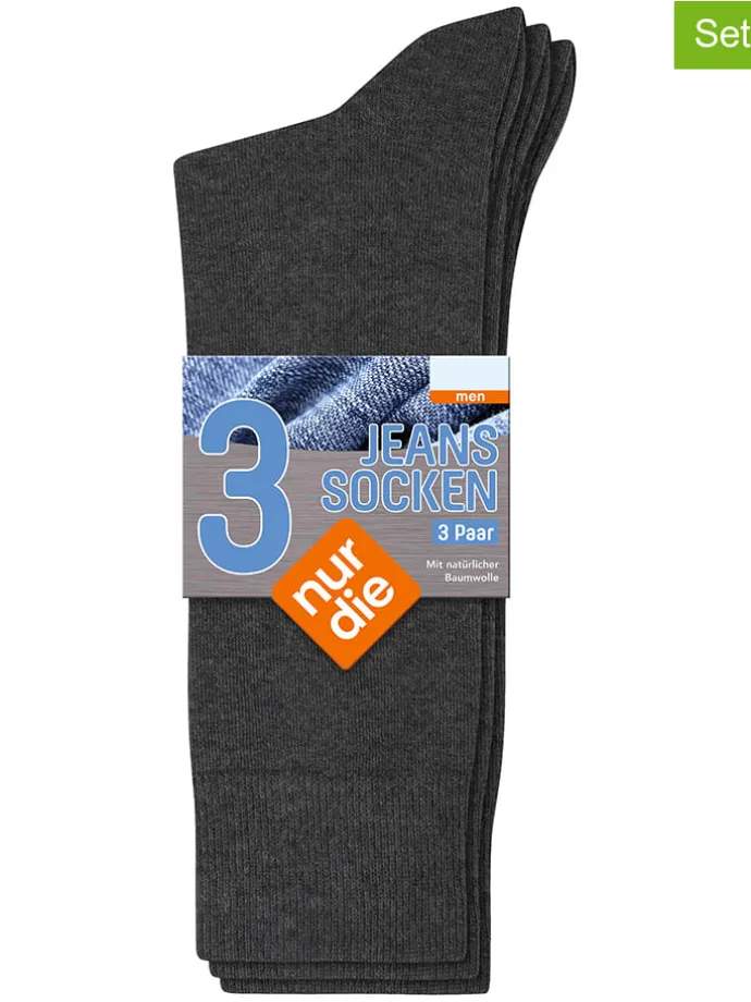 3er-Set: Socken in Anthrazit