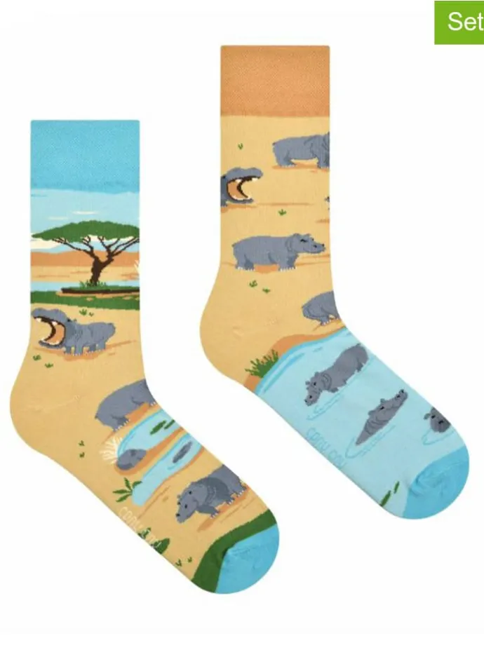 2er-Set: Socken in Beige/ Hellblau