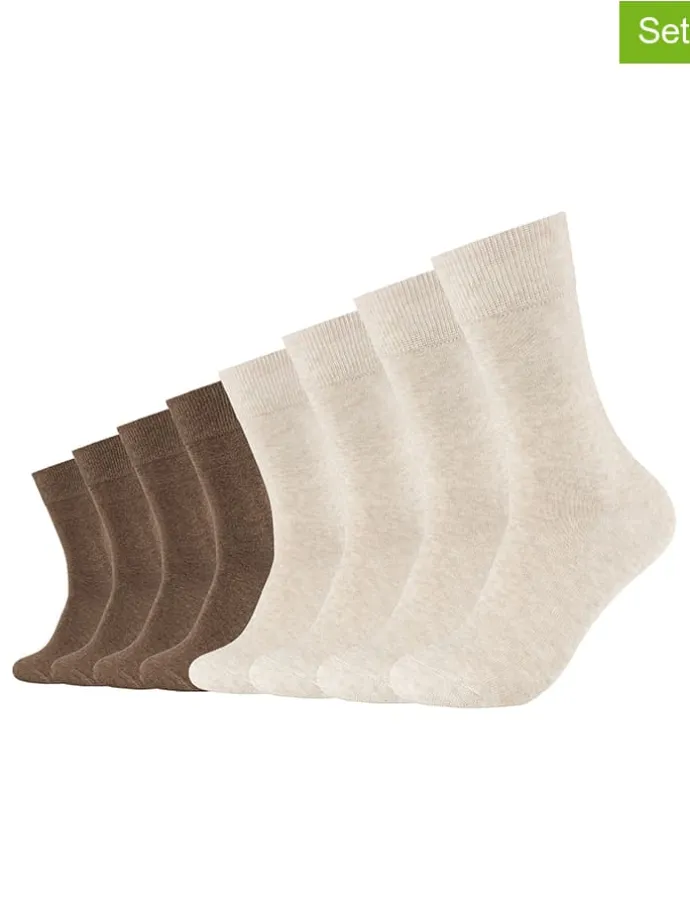 8er-Set: Socken in Creme/ Hellbraun