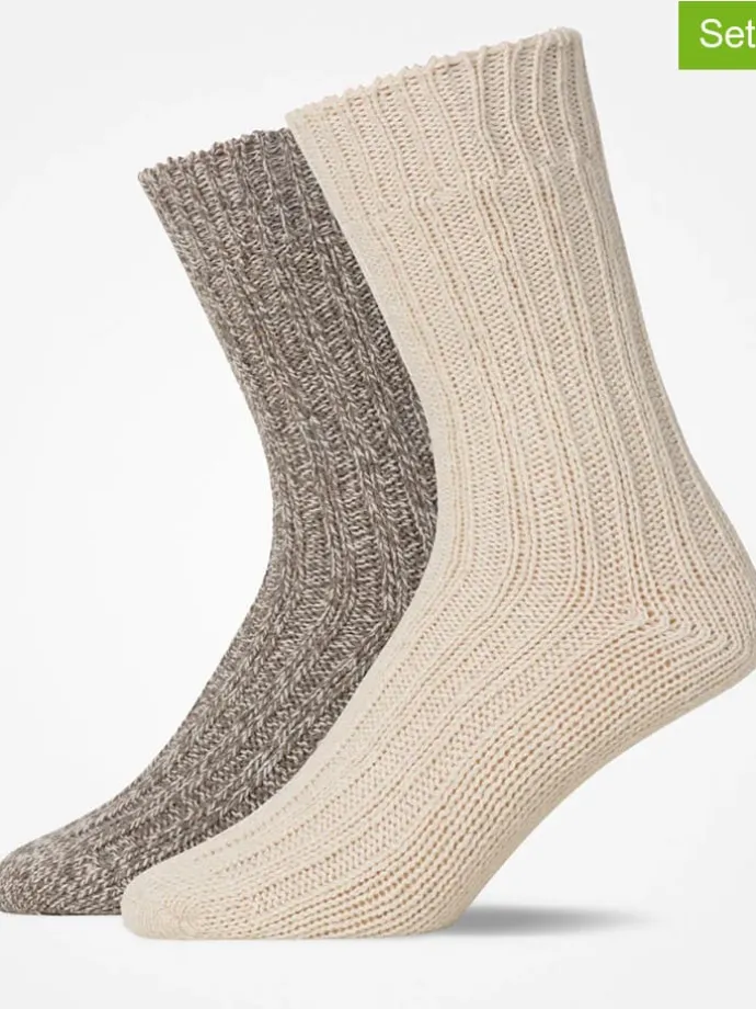2er-Set: Socken in Grau/ Beige