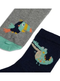 2er-Set: Socken in Grau/ Dunkelblau