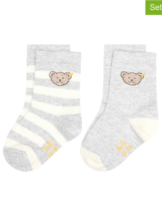 2er-Set: Socken in Grau/ Weiß